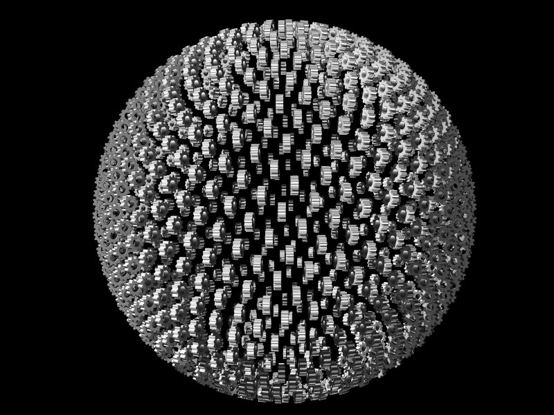 Eine Kugel aus Zahnrädern